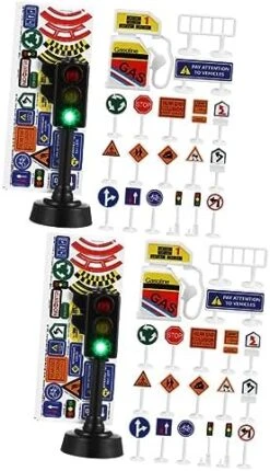 Ibasenice 224 Pcs Equipment Toy Bricks Toys Boys Signs Sand Outdoor Christmas Play Mini Building Toytraffic Supplies Sign Tape Children Cones Warning Favors Signal Boy With LED Pretend -Folkmanis Toys Shop 51Mza7 peL. AC