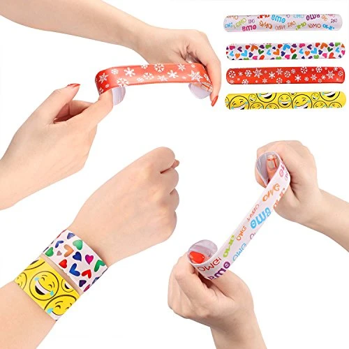 100 PCS Slap Bracelets Party Favors With Colorful Hearts Animal Print Design Retro Slap Bands For Kids Adults Birthday Classroom Gifts (100PCS) 4 100 PCS Slap Bracelets Party Favors With Colorful Hearts Animal Print Design Retro Slap Bands For Kids Adults Birthday Classroom Gifts (100PCS) - Image 2