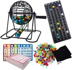 Yuanhe Deluxe Bingo Game Set With 6 Inch Metal Round Cage, 75 Colored Bingo Balls, 50 Bingo Cards, 300 Mix Bingo Chips And Bingo Master Board For Large Groups, Parties 17 Yuanhe Deluxe Bingo Game Set With 6 Inch Metal Round Cage, 75 Colored Bingo Balls, 50 Bingo Cards, 300 Mix Bingo Chips And Bingo Master Board For Large Groups, Parties -Folkmanis Toys Shop 51N4Ggyy0HL. AC