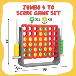 Unihex Jumbo 4-to-Score Giant Game Set For Kids Adult Family Party Fun,3.6FT Tall 4 In A Row Connect Game For Indoor Outdoor Backyard