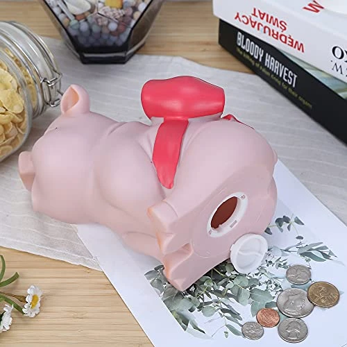 Piggy Bank With Red Bow-Knot, H&W Lovely Pig Coin Bank, Creative Shatterproof Gift Money Bank, Can Store 1000 Coins 6 Piggy Bank With Red Bow-Knot, H&W Lovely Pig Coin Bank, Creative Shatterproof Gift Money Bank, Can Store 1000 Coins - Image 4