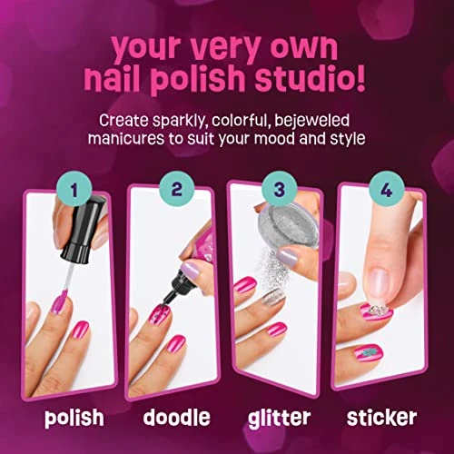 Nail Art Studio For Girls - Nail Polish Kit For Kids Ages 7-12 Years Old - Girl Gifts - Glitz 'n Glamour Girls Nails Gift Set - Cool Girly Stuff - Polish, Pens, Glitter, Stickers, Gems, Filer 5 Nail Art Studio For Girls - Nail Polish Kit For Kids Ages 7-12 Years Old - Girl Gifts - Glitz 'n Glamour Girls Nails Gift Set - Cool Girly Stuff - Polish, Pens, Glitter, Stickers, Gems, Filer - Image 3
