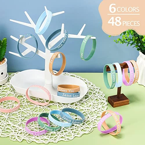 48 Pieces Jesus Loves You Bracelets Silicone Wristbands Religious Rubber Bracelets Colorful Christian Bracelet Bulk Jesus Bracelets For Kids Men Women Novelty Toys Party Favors 6 48 Pieces Jesus Loves You Bracelets Silicone Wristbands Religious Rubber Bracelets Colorful Christian Bracelet Bulk Jesus Bracelets For Kids Men Women Novelty Toys Party Favors - Image 4
