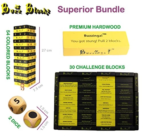 BuzzBlocks An Advanced Twist To The Classic Wooden Stacking Game, Top Educational Toy Building Set For Kids, 54 Pieces With #1 Superior Bundle & Premium Packaging, 1 Or More Players Ages 6 And Up 4 BuzzBlocks An Advanced Twist To The Classic Wooden Stacking Game, Top Educational Toy Building Set For Kids, 54 Pieces With #1 Superior Bundle & Premium Packaging, 1 Or More Players Ages 6 And Up - Image 2