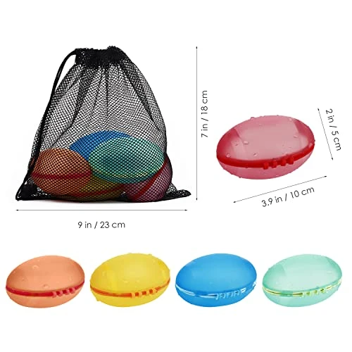 Reusable Water Balloons, Rugby Magnetic Quick Fill Self Sealing, Easier To Grip, Refillable Water Balls For Kids, Water Bomb Splash Balls For Pool Party Beach Toys Water Games(5 Pcs) 6 Reusable Water Balloons, Rugby Magnetic Quick Fill Self Sealing, Easier To Grip, Refillable Water Balls For Kids, Water Bomb Splash Balls For Pool Party Beach Toys Water Games(5 Pcs) - Image 4