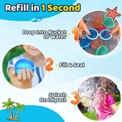 Reusable Water Balloons, 12 Pack Quick Fill Self Sealing Splash Balls For Kids, Fun Outdoor Water Games And Pool Beach Toys For Boys And Girls (Ages 3-12) 11 Reusable Water Balloons, 12 Pack Quick Fill Self Sealing Splash Balls For Kids, Fun Outdoor Water Games And Pool Beach Toys For Boys And Girls (Ages 3-12) -Folkmanis Toys Shop 51NuU8lrwBL