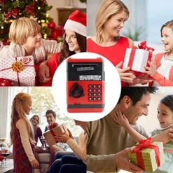 Piggy Bank, Birthday Toys Gifts For 4 5 6 7 8 9 10 Year Old Boys Girls, Electronic Real Money Coin ATM Machine, Plastic Large Saving Bank Safe Lock Box, Kids Kawaii Cute Stuff (Black Red) -Folkmanis Toys Shop 51O8H3dyZEL