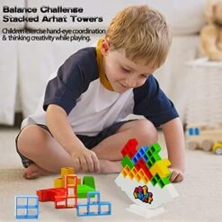 T'PUPU Tetra Tower Balancing Stacking Toys,Board Games For Kids & Adults,Tetris Balance Game Building Blocks,Perfect For Family Games, Parties, Travel -Folkmanis Toys Shop 51O8MZKLBpL