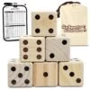 GoSports Giant Wooden Playing Dice Set With Rollzee And Farkle Scoreboard - Includes 6 Dice, Dry-Erase Scoreboard And Canvas Tote Bag - Choose 2.5 Inch Or 3.5 Inch Dice)