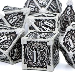 KERWELLSI Critical Role Playing Dice, Gold Metal DND Dice Set With Box, Dungeons And Dragons Dice, D And D Dice Set D&D, Polyhedral RPG Dice D20 D12 D10 D8 D6 D4 -Folkmanis Toys Shop 51OKmFW4Q9L. AC