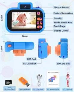 Kids Camera For Girls Boys,Upgraded 40MP Selfie Digital Dual Camera,1080P HD 2.0'' Screen Anti-Drop, For 3 4 5 6 7 8 Years Old Girls Toddler,Christmas Birthday Gifts For Kids,32GB SD Card(Blue) -Folkmanis Toys Shop 51OcVkVwEuL