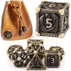 DND Dice Metal Dragon Set,Unique Dragon Design Dice With Gift Dice Bag For Dungeons & Dragon Games,Magic The Gathering,D And D D&D Dice Set (Copper Blue) -Folkmanis Toys Shop 51OdmdFjSNL. AC