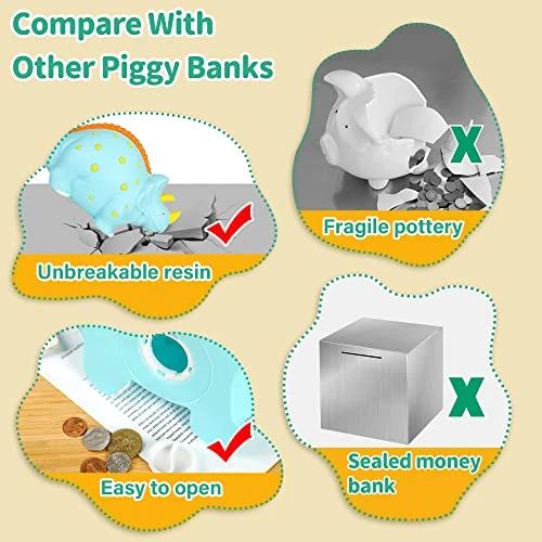 H&W Triceratops Piggy Bank, Large Dinosaur Money Bank, Shatterproof First Coin Bank & Birthday Gift Kids Boys Girls Home Decoration(Blue) 6 H&W Triceratops Piggy Bank, Large Dinosaur Money Bank, Shatterproof First Coin Bank & Birthday Gift Kids Boys Girls Home Decoration(Blue) - Image 4