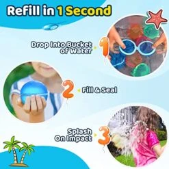 SOPPYCID 16 Pcs Reusable Water Balloons, Easy Quick Fill & Self-Sealing Water Bombs, Soft Silicone Water Splash Ball, Magnetic Water Ball For Outdoor Games, Summer Toy -Folkmanis Toys Shop 51Org93UPWL
