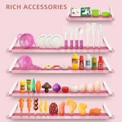 Play Kitchen Set For Kids - 46 PCS Jumbo Kitchen Playset Pretend Toys Food With Real Lights & Sounds And Spray For Kitchen Cooking Playset, Kids Kitchen Playset For Toddlers Girls Boys Great Gift -Folkmanis Toys Shop 51OssVH4aJL