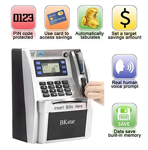 𝐁𝐊𝐬𝐭𝐚𝐫 𝟐𝟎𝟐𝟑 𝐔𝐩𝐠𝐫𝐚𝐝𝐞𝐝 Kids Talking Piggy Bank, ATM Savings Toy Bank For Real Money With Real Voice Prompt, Deposit, Withdraw, Debit Card, Saving Target, Timer And Clock 4 𝐁𝐊𝐬𝐭𝐚𝐫 𝟐𝟎𝟐𝟑 𝐔𝐩𝐠𝐫𝐚𝐝𝐞𝐝 Kids Talking Piggy Bank, ATM Savings Toy Bank For Real Money With Real Voice Prompt, Deposit, Withdraw, Debit Card, Saving Target, Timer And Clock - Image 2