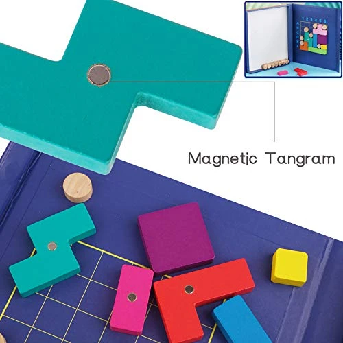 KANKOJO Wooden Magnetic Blocks Puzzle Tangram Brain Teasers Magnet Jigsaw Games STEM Educational Learning Montessori IQ Challenge Toy Puzzles For Kids Ages 8-12 Adults 5 KANKOJO Wooden Magnetic Blocks Puzzle Tangram Brain Teasers Magnet Jigsaw Games STEM Educational Learning Montessori IQ Challenge Toy Puzzles For Kids Ages 8-12 Adults - Image 3