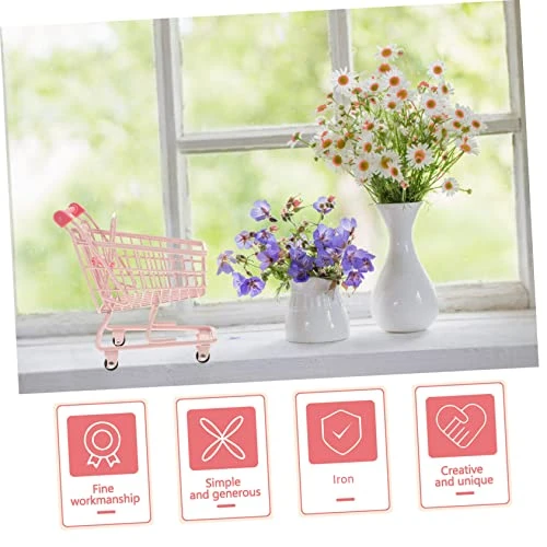 STOBOK 1pc Mini Supermarket Storage Mini Trolley Cart Dollhouse Desk Trinkets Furniture Dolly Desk Decorate Truck Shopping Cart Toddler Set With Wheels Pink Micro 4 STOBOK 1pc Mini Supermarket Storage Mini Trolley Cart Dollhouse Desk Trinkets Furniture Dolly Desk Decorate Truck Shopping Cart Toddler Set With Wheels Pink Micro - Image 2