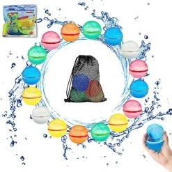 Reusable Water Balloons For Kids Adults 16 Balls, Self-Sealing Silicone Water Balloons Quick Fill Water Splash Balls, Summer Fun Outdoor Toys For Kids Ages 3+, Pool Toys, Water Park, Summer Party