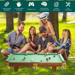 RayChee 36in Mini Tabletop Pool Set Portable Billiards Game, Includes Game Balls, Sticks, Chalk, Brush And Triangle For The Family, Office, Party -Folkmanis Toys Shop 51PZ8cVkHoL