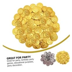 SAFIGLE 200pcs Pirate Gold Coin Pirate Playset Metal Pirate Coins Treasure Embossed Coins Makeup For Pirate Accessories Simulation Treasure Coins Funny Game Coins Gem