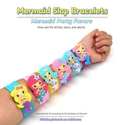 LOCHSOEL Silicone Mermaid Slap Bracelets - Cute Mermaid Theme Birthday Party Favors, Girls Party Favors Gifts Carnival Prizes Set （6 Pack -Folkmanis Toys Shop 51PjTApWvIL