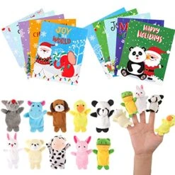 20 Pack Christmas Finger Puppets Cards Set, Xmas Classrooms Exchange Gifts Party Favors, Christmas Stocking Stuffers Goodies Bags Fillers For Kids