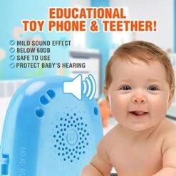 KCWAYS Baby Cell Phone Toy With Removable Silicone Teether Cover, Music, Lights And Games For Learning And Play | Toy Phone For 1,2,3,4 Years Old Toddlers Boys And Girls (Teether Toy Phone - Blue) 8 KCWAYS Baby Cell Phone Toy With Removable Silicone Teether Cover, Music, Lights And Games For Learning And Play | Toy Phone For 1,2,3,4 Years Old Toddlers Boys And Girls (Teether Toy Phone - Blue) -Folkmanis Toys Shop 51Q3OU8bu2L