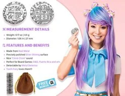 Metal Pirate Coins - 35 Large Silver Treasure Coin Set, Metal Replica Spanish Doubloons For Board Games, Tokens, Toys, Cosplay - Realistic Money Imitation, Pirate Treasure Chest - Diameter: 1.06"