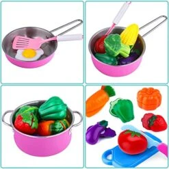 GIFTINBOX Kids Play Kitchen Accessories Set With Play Pots And Pans, Toddler Kitchen Set With Chef Apron And Hat, Birthday Gifts For Girls Toddlers Age 3-5 -Folkmanis Toys Shop 51QB5T89EDL