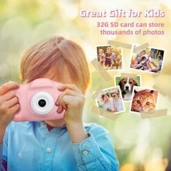 Kids Camera Toys Gifts For 3-12 Years Old Kids Boys Girls: HD Digital Video Camera With 32GB SD Card, Christmas Birthday Festival Gifts For Kids Pink -Folkmanis Toys Shop 51QEyLqU04L