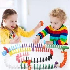 BigOtters Extra Large Domino Blocks Set, 108PCS Domino Starter Kit Colorful Wooden Domino Blocks Racing Tile Game Educational Toys For Boys Girls Birthday Gift Party Favor -Folkmanis Toys Shop 51QSPgQGryL