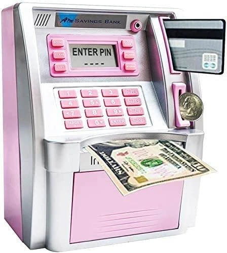 EOBTAIN ATM Piggy Bank For Real Money ATM Savings Bank For Kids Girls Adults Toy Mini Pink ATM Machine ATM Savings Bank Personal Electronic ATM Bank With Balance Calculator 3 EOBTAIN ATM Piggy Bank For Real Money ATM Savings Bank For Kids Girls Adults Toy Mini Pink ATM Machine ATM Savings Bank Personal Electronic ATM Bank With Balance Calculator