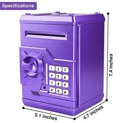HUSAN Piggy Banks For Kids, Electronic Password Code Money Banks ATM Banks Box Coin Bank For Children Boys And Girls (Purple Gold) -Folkmanis Toys Shop 51QZEmLpHSL