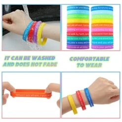 100 Pieces Bible Verse Bracelets Bulk Silicone Christian Scripture Bracelets WWJD Rubber Religious Spiritual Wristbands Inspirational Bracelet For Adult Teen Religious Gifts (Bright, Classic) -Folkmanis Toys Shop 51QaiHRBolL