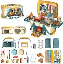 Jade Hare Kids Kitchen Playset Portable, Play Kitchen Set For Toddlers With Music & Light Kitchen Toys For Kids Ages 4-8 Toddler Sink Toy With Running Water Pretend Cooking Food -Folkmanis Toys Shop 51QhSjHuSL. AC