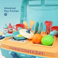 KidEwan Kids Kitchen Playset, 31 Pcs Pretend Play Kitchen Mini Suitcase With Cooking Accessories Little Chef Educational Toy Cookware For Toddlers Boys Girl Ages 3 4 5 6 7 8 -Folkmanis Toys Shop 51QiVrtHWAL