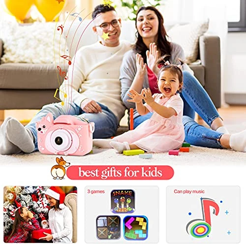 Corgi Kids Camera, Toddler Digital 1080P Upgrade Camera For Christmas Birthday Gifts, Cute 20.0MP Camera For Children With 32G SD Card, Portable Toy For 3 4 5 6 7 8 Years Old Girls Boys (Pink) 5 Corgi Kids Camera, Toddler Digital 1080P Upgrade Camera For Christmas Birthday Gifts, Cute 20.0MP Camera For Children With 32G SD Card, Portable Toy For 3 4 5 6 7 8 Years Old Girls Boys (Pink) - Image 3