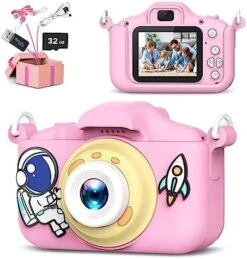JCC Children Camera For Girls/Boys, Portable Selfie Toy Camera For Toddlers Age 3-12 Year Old,20MP 1080P HD Digital Video Camera With 32GB SD Card For Kids Birthday Christmas Festival Gifts (Pink) -Folkmanis Toys Shop 51Qj97mJeWL. AC