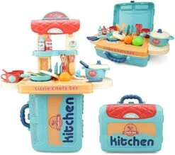 KidEwan Kids Kitchen Playset, 31 Pcs Pretend Play Kitchen Mini Suitcase With Cooking Accessories Little Chef Educational Toy Cookware For Toddlers Boys Girl Ages 3 4 5 6 7 8 -Folkmanis Toys Shop 51Qnvj6mnpL. AC