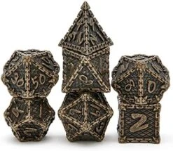 Dragon Scale Metal DND Dice Set Of 7 Pieces Polyhedron Steampunk Design D&D Dice Set With Gift Metal Box And Numbers For Dungeons & Dragons RPG Role Playing And Pathfinder Dice Games（Navy Blue -Folkmanis Toys Shop 51QvVOWc4L. AC