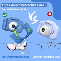 Dwfit Upgrade Dinosaur Kids Camera, Christmas Birthday Gifts For Boys Girls Age 3-12, HD Kids Digital Video Cameras For Toddler With Cartoon Soft Silicone Cover, Portable Toy For 3 4 5 6 7 8 Years Old -Folkmanis Toys Shop 51R0iPGIKQL