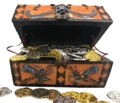 Seven Seas Pirates - Buccaneer Treasure Octopus Chest With Lot Of 50 Mixed 5 Color Doubloons - Rogue`s Jewelry Box Filled Coins For Pretend Games -Folkmanis Toys Shop 51R1wcSEJeL