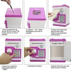 Suliper Electronic Piggy Bank Code Lock For Kids Baby Toy, Mini ATM Safe Coin Cash Banks Real Money Saving Box With Password, Auto Money Scroll For Children,Boys Girls Birthday Gift (White/Pink) 12 Suliper Electronic Piggy Bank Code Lock For Kids Baby Toy, Mini ATM Safe Coin Cash Banks Real Money Saving Box With Password, Auto Money Scroll For Children,Boys Girls Birthday Gift (White/Pink) -Folkmanis Toys Shop 51R2ynKxnQL