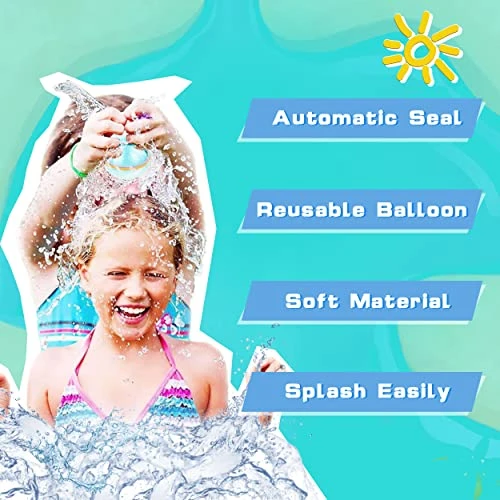 Reusable Water Balloons Quick Fill Self Sealing, Refillable Water Balls For Kids Aldult, Water Bomb Splash Balls For Pool, Outdoor Water Toys Balloons For Water Fight Game, Summer Fun Party, 6 Pack 5 Reusable Water Balloons Quick Fill Self Sealing, Refillable Water Balls For Kids Aldult, Water Bomb Splash Balls For Pool, Outdoor Water Toys Balloons For Water Fight Game, Summer Fun Party, 6 Pack - Image 3