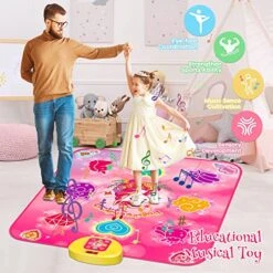 HAHAMOKA Dance Mat For 3-10 Year Old Girls, Electonic Musical Dancing Play Pad With LED Light, 5 Game Modes, Built-in Music, Adjustable Volum, Christmas Birthday Gift For Aged 3 4 5 6 7+ Kids Toddlers -Folkmanis Toys Shop 51R7cHrF5aL