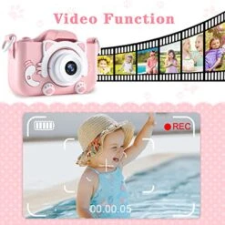 CIMELR Kids Camera Toys For 3-12 Year Old Boys/Girls, Kids Digital Camera For Toddler With 1080P Video, Chritmas Birthday Festival Gifts For Kids, Selfie Camera For Kids, 32GB SD Card(Pink) -Folkmanis Toys Shop 51REbGsvnpL
