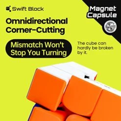 Swift Block 355S Magnetic 3x3 Speed Cube, 48 Magnets Classic Magic Cube Original Stickerless Fast Smooth Great Corner-Cutting Solving Puzzle Game Brain Toy For Kids And Adult -Folkmanis Toys Shop 51REo6dcL9L