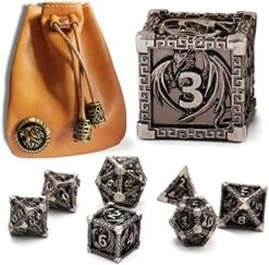 DND Dice Metal Dragon Set,Unique Dragon Design Dice With Gift Dice Bag For Dungeons & Dragon Games,Magic The Gathering,D And D D&D Dice Set (Copper Blue) -Folkmanis Toys Shop 51RIOwoTZGL. AC