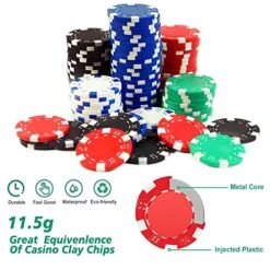 Yinlo Poker Chip Set - Classic 300PCS Poker Set With Aluminum Case, 11.5 Gram Casino Chips For Texas Holdem Blackjack Gambling -Folkmanis Toys Shop 51RJ7BACDJL